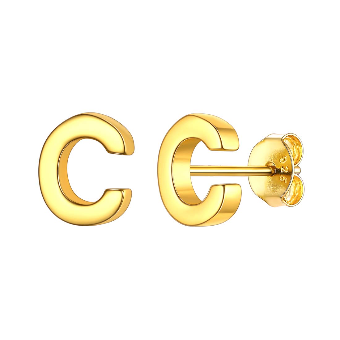ChicSilver Gold Plated Initial Earrings Letter C Earring Studs for Women Alphabet Monogram Jewelry — image 1