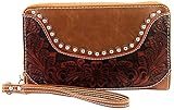 Montana West Tooled Leather Clutch Wallet with Wristlet Strap CC Organizer