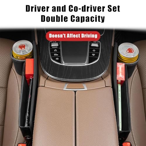 2 Pcs Car Seat Side Pocket Organizer, Universal Seat Gap Storage Box, Pu Leather Mini Storage Bag,Car Seat Gap Organizer,Console Storage Bag Gap Filler For Cellphone Keys Cards Wallets Sunglasses (C)