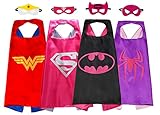 Superhero Capes And Mask Party Supplies Dress Up Costumes 4 Set For Girl