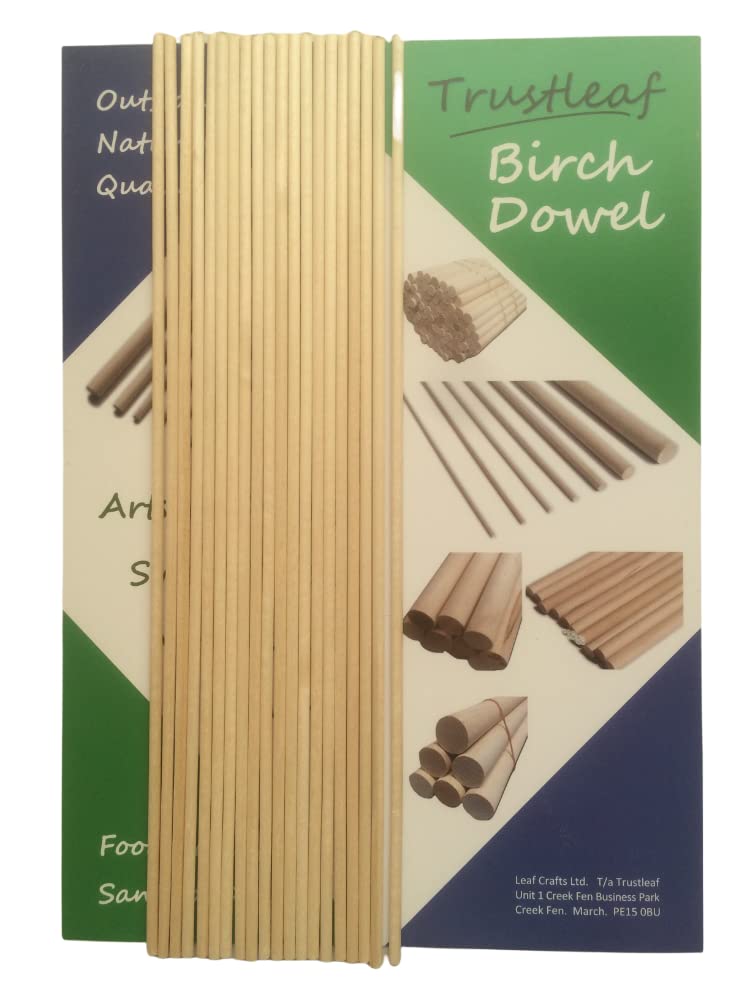 Trustleaf 4mm x 30cm Birch Hardwood Wooden Dowels (20 Dowels)