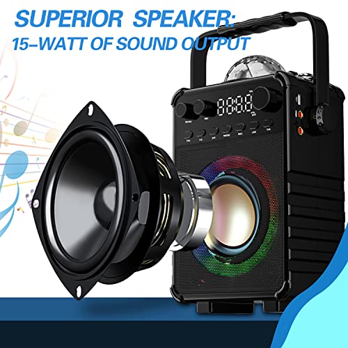HIKEP Bluetooth Karaoke Machine with 2 Wireless Microphones, Portable PA System Speaker with