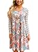 HOTAPEI Casual Long Sleeve A-line Loose T-shirt Dresses For Women With Pockets Floral Midi Dress Blue4 Large