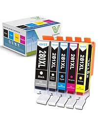 Vaker Compatible Canon PGI-280XXL CLI-281XXL Cartucho de tinta de repuesto para impresora PGI 280 XXL CLI 281 XXL utilizado en PIXMA TR8520 TS9120 TS6120 TS8220 TR7520 (1 PGBK1, negro, 1 cian, 1 magenta, 1 amarillo)
