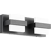 SOLFART 2 Lights Black Bathroom Vanity Lights Over Mirror 12.6 Inch Modern LED Black Bathroom Lighting Fixtures Vanity Light 