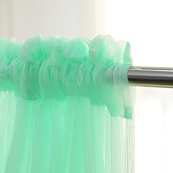 PHILEASY Window Sheer Light Green Curtains 63