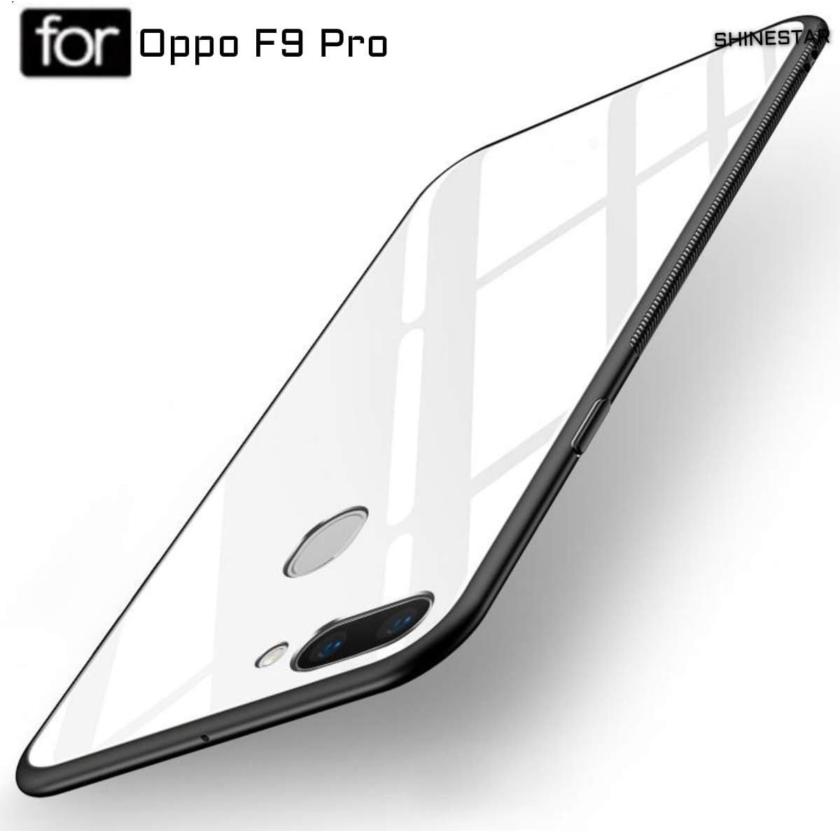 SHINESTAR Tempered Glass Back Cover with Soft Edge TPU Full Protective Case Cover for Oppo F9 Pro (Oppo F9 Pro, White)