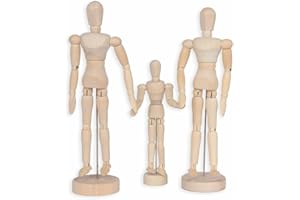 Alikeke Wood Artists Manikin Family Photo 3 Pcs （Daddy Mommy Child ）