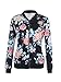 MISSLOOK Women's Floral Print Classic Quilted Baseball Jacket Fall Short Biker Bomber Jacket Coat - Multicolor S