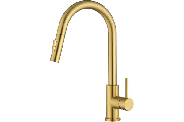Tohlar Gold Kitchen Faucets with Pull Down Sprayer, Modern Kitchen Sink Faucet Stainless Steel Single Handle Kitchen Faucet w