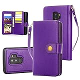 Galaxy S9 Plus Case, 10 Card Slot - ID Slot, Button Wallet Folio PU Leather Case Cover with Detachable Magnetic Hard Case for Samsung Galaxy S9 Plus (2018 Release) - Purple