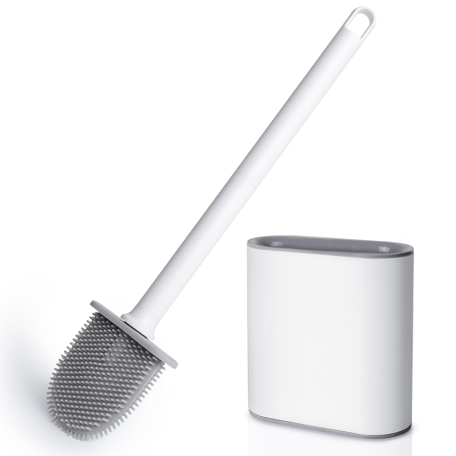 AiQInu Toilet Brush, Deep Cleaner, Silicone Toilet Brush with Non-Slip Long Plastic Handle and Flexible Bristles