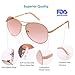 LotFancy Aviator Sunglasses for Women with Case, UV400 Protection, 61MM, Lightweight Eyewear for Driving Fishing Sports, Light Brown Gradient Lens, Gold Metal Frame