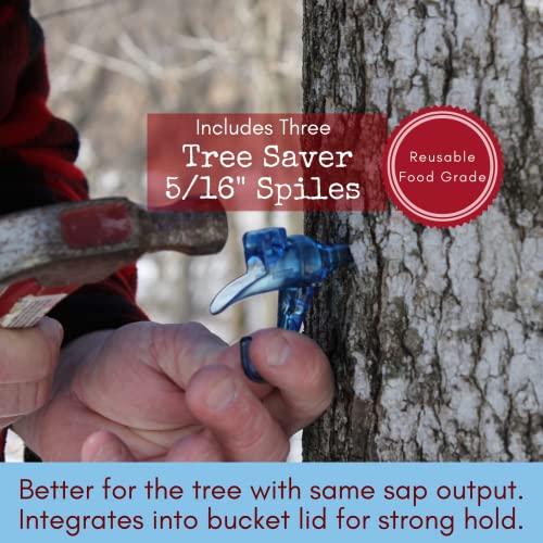 Deluxe Maple Tree Tapping Kit (3) Taps with Hooks (3) 3 Gallon Sap Buckets with Lids, Drill Bit