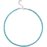 Zikichiky Turquoise Beaded Choker Necklace for Women- Boho Gemstone Turquoise Necklace Western Handmade Jewelry Gift