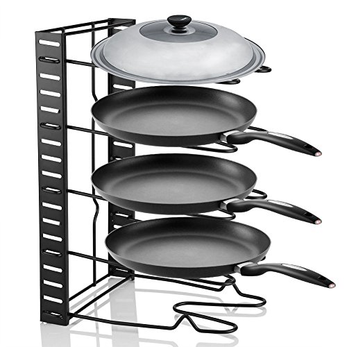 Pot Pan Organizer Rack Holder ,MakerHawk, Kitchen Cookware Cabinet Countertop Lid Organizer Holder Rack Storage Heavy Duty Adjustable