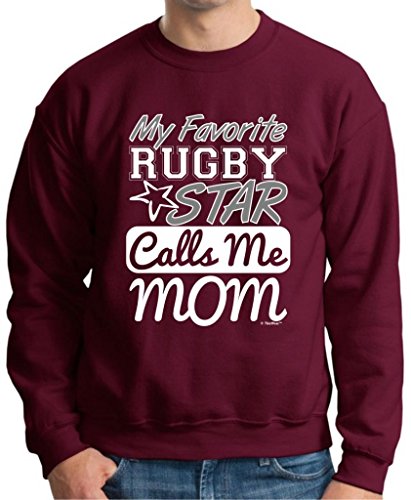 My Favorite Rugby Star Calls Me Mom Premium Crewneck Sweatshirt XL Maroon
