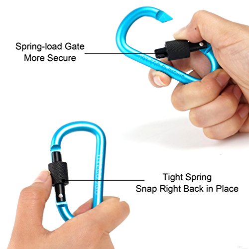 TITECOUGO Aluminum Alloy D-Ring High Strength Carabiner Key Chain Clip Hook For Camping Hiking outdoor (Not for Climbing) Sky Blue Black