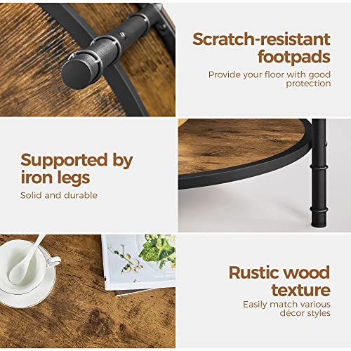 Yaheetech Round Coffee Table, Industrial Coffee Table with Shelf, 2Tier Cocktail Tea Table for