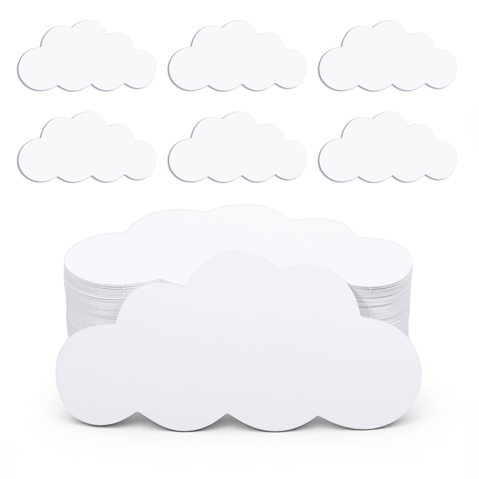 Photo 1 of 100 PCS White Cloud Cutouts, 4 Inch Paper Cloud Shapes Cut-Outs for Bulletin Board DIY Kids Baby Bedroom Nursery Classroom Office Decoration