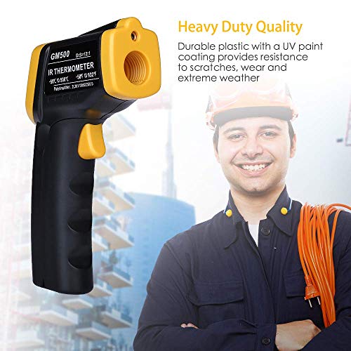 Non-Contact Digital Infrared Thermometer - Laser Thermometer Gun -58℉~ 932℉ (-50℃ ~ 500℃) Adjustable Emissivity,Temperature Probe for Cooking/Air/Refrigerator/Freezer - Thumbnail 4