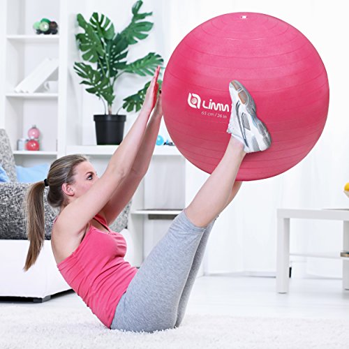 Limm Exercise Ball by for Yoga, Pilates, Stretching and General Fitness - Includes Foot Pump, Starter Guide and Access to Exclusive Members Portal (65cm)