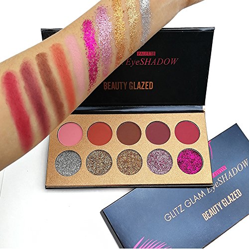 Beauty Glazed 10 Colors Makeup Glitter Shimmer Eyeshadow Palette Matte Natural Nude Pigment Eye Shadow Diamond Naked Pallete cosmetics ï¼ˆGlitter and Matteï¼‰