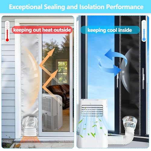 Aozzy 250CM Window Door Seal for Mobile Air Conditioner Silver Oxford, 100% Blackout, Anti-UV Waterproof for Efficient Cooling, Adjustable Size for Sliding Glass Door/Window.