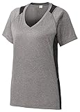 Sport-Tek womens Heather Colorblock Contender V-Neck Tee (LST361)