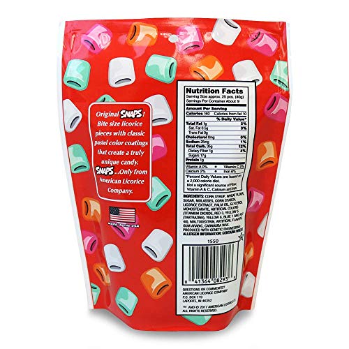 Snaps Original Classic Chewy Candy Bag, Black Licorice Bites, 12 Ounce