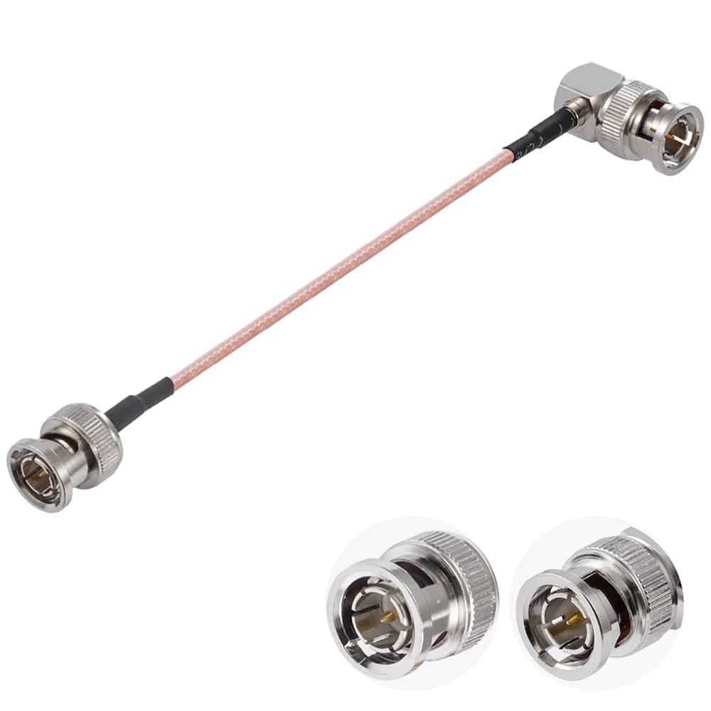Vecys BNC Male to BNC Male Right Angle Cable 75ohm HD-SDI RG179 RF Coaxial Pigtail Jumper Cable 12"/30cm for VCR Camera Marine CB Radio CCTV Monitor