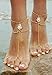 Bienvenu 1 Pair Boho Vintage Crystal Bead Tassel Anklet Bridal Wedding Pool Party Accessories Set,Golden