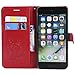 iPhone 8 Plus Wallet Case,iPhone 8 Plus Case with Card Holder,iPhone 7 Plus Leather Flip PU Phone Case Cover with Stand & Credit Card Holder Slots for Apple iPhone 7 Plus/8 Plus,Butterfly Red