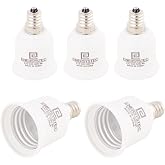 E ENERSYSTEC Candle Light to Regular E26 Light Bulb Adapter, E12 to E26 Chandelier Light Socket Converter, Candelabra to Medium Socket Bulb Base Converter, A19 Adapter, 5 Pack