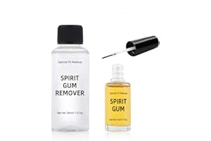 Js2U ZW Spirit Gum Adhesive and Remover for Skin, Makeup Spirit Gum & Remover Combo Kit, Body Glue for Skin, Professional Face Skin Glue, Perfect for Costume, Mustache Beard & Cosplay Wig