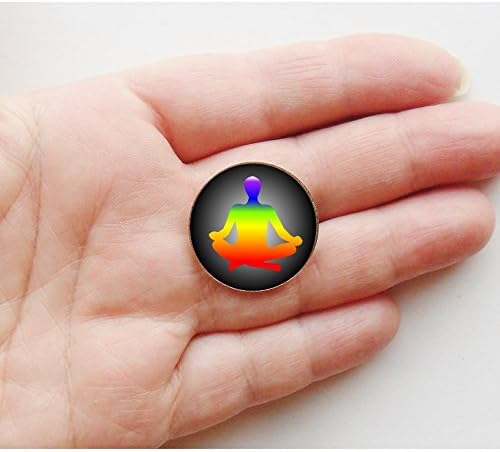 Yoga Posture Pin Brooch Badge Chakra Yoga Pose Zen New Age Meditation Colorful Colourful Meditiation Gift