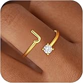BLThing Initial Rings for Girls Kids Women - Dainty 14K Gold Plated Dainty A - Z Initial Letter Rings No Tarnish Teen Girls Gifts Trendy Stuff Birthday Gifts for 5 6 7 8 9 10 Year Old Girl