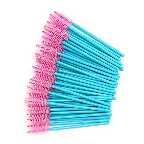 300 Pack Mascara Wands Disposable Eye Lash Brushes Applicator for Eyelash Extensions Makeup Tool Bulk, Blue/Pink