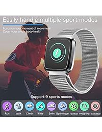 Smart Watch with Bluetooth Fitness Tracker Color Touch Screen Heart Rate Monitor Activity Tracker Pedometer Sleep Monitor Blood Pressure IP68 Waterproof for Smartphone