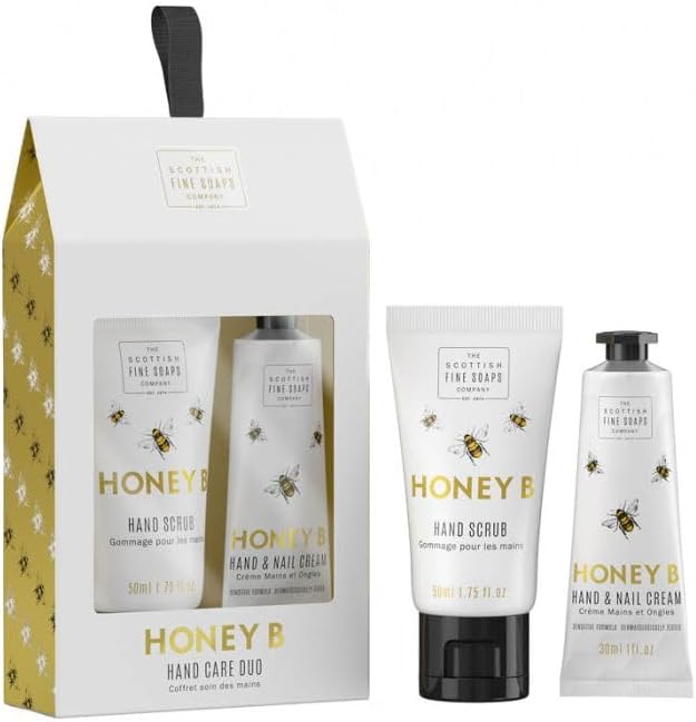 Scottish Fine Soaps Honey B Hand Care Duo Scrub Cream Set with Acacia Honey 80ml