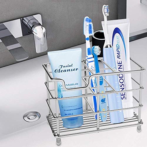 Beaverve Toothbrush Holder, Large Stainless Steel Tooth Brush Holder, Kids Toothbrush Holder Toothpaste Holder Stand, 6 Slots Tooth Brush Organizer for Bathroom, Shaver Organizer Bathroom Accessories - Thumbnail 4