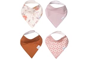 Copper Pearl 4 Pack Soft Cotton Baby Bibs for Drooling and Teething, Absorbent Drool Bibs for Baby Girl and Boy, Adjustable to Fit Newborns to Toddlers, Tons of Styles (Ferra)
