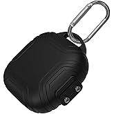 Nimuw [Secure Lock] Case for Shokz OpenFit Air T511 Open-Ear Headphones, Silicone Anti-Slip Anti-Scratch Protective Cover for Shokz OpenFit Air T511 Case Earbuds Charging Case with Carabiner (Black)