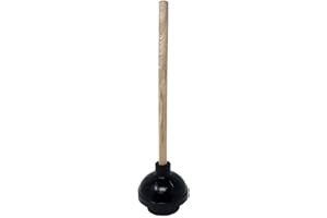 Unique Imports Toilet Plunger Double Thrust Force Cup Suction | Heavy Duty | Long Wooden Handle Fix Clogged Toilets - Superior Suction for Commercial Stores Restaurants (1 Pack)