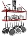 Vdomus Hanging Pot Rack - Kitchen Pots And Pans Organizer - 2 Tire Shelf Pot Hangers Pan Holder For Kitchen Wall Mount - Organize Your Kitchen With Minimalist Multifunction Style - Red