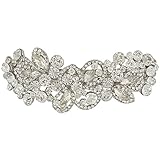 EVER FAITH® Silver-Tone Austrian Crystal Art Deco Floral Leaf Hair Barrette Clip Clear