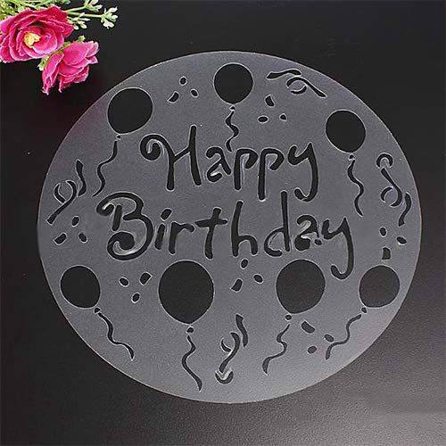 Yamalans 4pcs/Set Birthday Cake Spray Mold Round Fondant Sugar Craft Cake Decorating Coffee Tiramisu Decorating Bakery Stencils Flower Heart Baking Mould