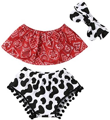 Aliven 3PCS Newborn Infant Baby Girls Outfit Clothes Romper Jumpsuit Bodysuit + Pants + Headband Set (Geometric, 0-6 Months)