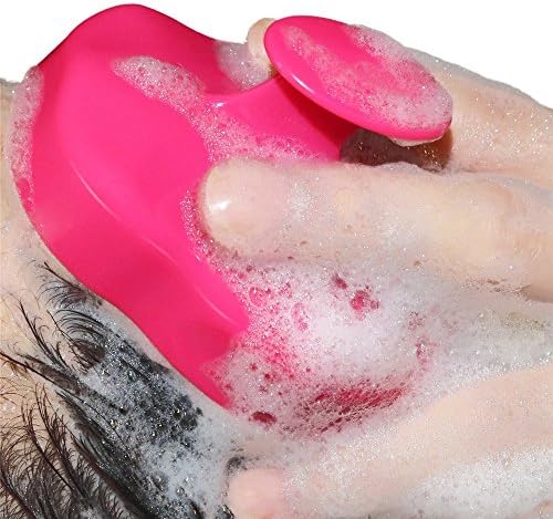 FunHitec Silicone Soft Hair Shampoo Massager Brush for Spa ,Washing Head,Used as Bath Brush And Scalp Massage Tool (Rose Red)