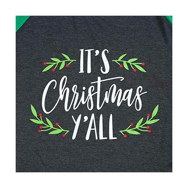 MNLYBABY Plus Size Women It's Christmas Y'all Baseball T-Shirt Long Raglan Sleeve Letters Print Splicing Tops Tees - Image 4